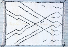 255 x 342 cm = 8.4 x 11.2 ft Tribal Zigzag WHITE BENIOURAIN RUG Boujaad Rug- Amazing Berber Rug- White Rug for Living Room- Custom Area Rug-Handmade Moroccan Rug