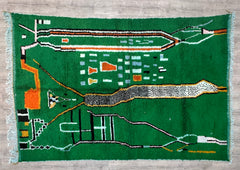 195 x 303 cm = 6.4 x 9.9 ft Tribal Handwoven Moroccan Rug - Berber Minimalist Design, Vintage Style, Custom Size for Living Rooms & Weddings