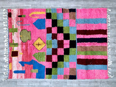 203 x 297 cm = 6.7 x 9.7 ft Colorful Moroccan rug hand knotted - Beni ourain rug - All wool berber rug - Custom rug - Handmade rug - Genuine lamb wool