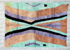 146 x 190 cm = 4.8 x 6.2 ft Colorful Gorgeous Beni Ourain Rug- Amazing Multicolored Rug- Emerald Green Rug- woven rug-colorful rug- Beniourain Carpet- Unique Geometric Rug