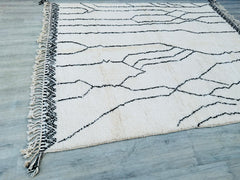 257 x 314 cm = 8.4 x 10.3 ft BENIOURAIN RUG, Moroccan Dotted Rug, White and Orange Rug, Handwoven Sheep Wool Rug, Abstract Rug, Berber Area Rug, Custom Made