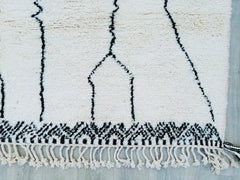 257 x 314 cm = 8.4 x 10.3 ft BENIOURAIN RUG, Moroccan Dotted Rug, White and Orange Rug, Handwoven Sheep Wool Rug, Abstract Rug, Berber Area Rug, Custom Made