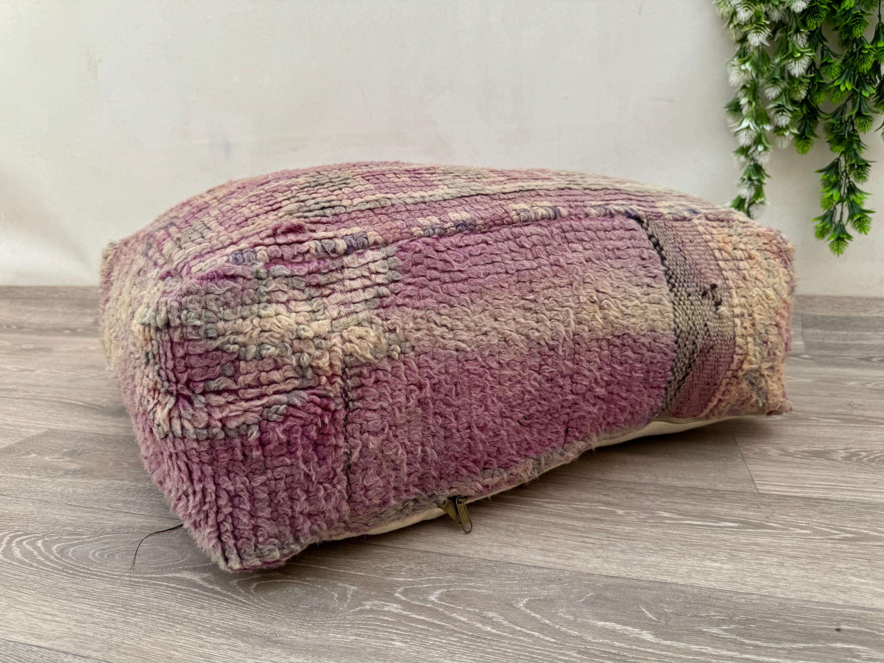 Moroccan Boho Floor Cushion – Wool Kilim Pillow Cover for Indoor