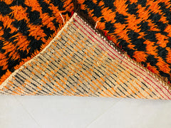 Orange and Black Boucherouite Rug 3x6 ft - N7069