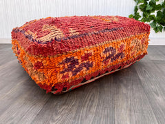 Vintage Red Pouf, Handmade Moroccan Red Floor Cushion, Unstuffed Square Pouf, Vintage Berber Pouf, Moroccan Kilim Red Pouf, Boho Deco