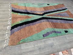 146 x 190 cm = 4.8 x 6.2 ft Colorful Gorgeous Beni Ourain Rug- Amazing Multicolored Rug- Emerald Green Rug- woven rug-colorful rug- Beniourain Carpet- Unique Geometric Rug