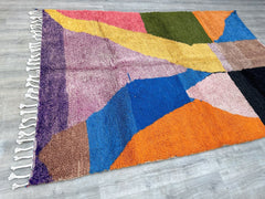 204 x 296 cm = 6.7 x 9.7 ft Colorful Beni Ourain Rug, Morrocan Rug, Rugs for Living Room, Moroccan Area Rug, Minimalist Moroccan Rug, Modern Shag Rug, Custom Wool Rug