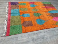 214 x 282 cm = 7.0 x 9.3 ft Colorful Moroccan Kilim Rugs- CUTE BENIOURAIN KILIM Rug -Black Kilim Rug -Custom Woven Rug -Handmade Kilim Rug -Geometric Kilim Wool Rugs