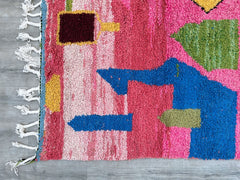 203 x 297 cm = 6.7 x 9.7 ft Colorful Moroccan rug hand knotted - Beni ourain rug - All wool berber rug - Custom rug - Handmade rug - Genuine lamb wool