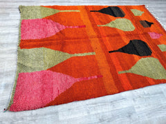 213 x 298 cm = 7.0 x 9.8 ft Colorful Authentic Beni Ourain Rug - Handmade Moroccan Wool Carpet, Custom Size, Soft Dots, Bohemian Decor, Ideal for Living Rooms