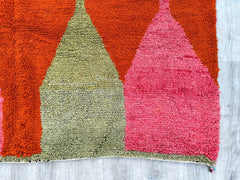 213 x 298 cm = 7.0 x 9.8 ft Colorful Authentic Beni Ourain Rug - Handmade Moroccan Wool Carpet, Custom Size, Soft Dots, Bohemian Decor, Ideal for Living Rooms