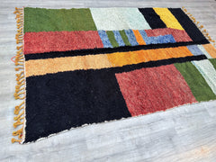 204 x 298 cm = 6.7 x 9.8 ft BLUE BENIOURAIN RUG, Handmade Moroccan Rug, Custom Rug Ready, Geometric Custom Rug, Unique Custom Rug, Blue Rug for Living Room