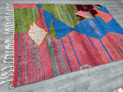 207x290 cm = 6.8 x 9.5 Abstract Colorful Authentic Moroccan Berber Rug – Handwoven