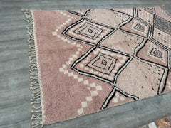198 x 298 cm = 6.5 x 9.8 ft Diamonds Washable Wool Rug-Artistic Boujaad Rug-Rug for Living Room White Beniourain Rug-White Custom Rug-Amazing Wool Rug-Handmade Carpet