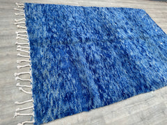 205 x 296 cm = 6.7 x 9.7 ft Blue GORGEOUS BENIOURAIN RUG, Blue area rug- Rugs for living room Hand knotted,Sheep Wool Rug, Cozy Chic Wool Aera Rug