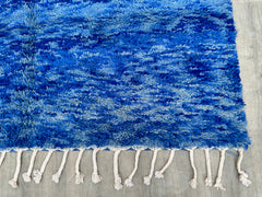 205 x 296 cm = 6.7 x 9.7 ft Blue GORGEOUS BENIOURAIN RUG, Blue area rug- Rugs for living room Hand knotted,Sheep Wool Rug, Cozy Chic Wool Aera Rug