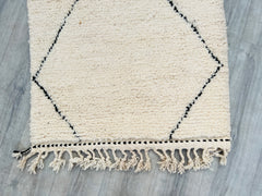 087x292 cm = 2.9 x 9.6 Dimonds Handmade Beni Ourain Runner Rug – Authentic Moroccan Berber Carpet