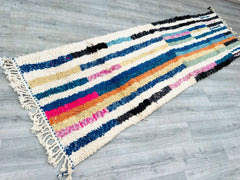 092x308 cm = 3.0 x 10.1 Colorful Boucherouite Runners – Tribal Bohemian Floor Carpets 3.0x10.1 FT