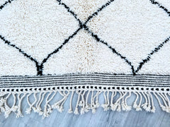 127x403 cm = 4.2 x 13.2 Diamonds Vintage Moroccan Beni Ourain Berber Rug – Handmade Wool Beauty