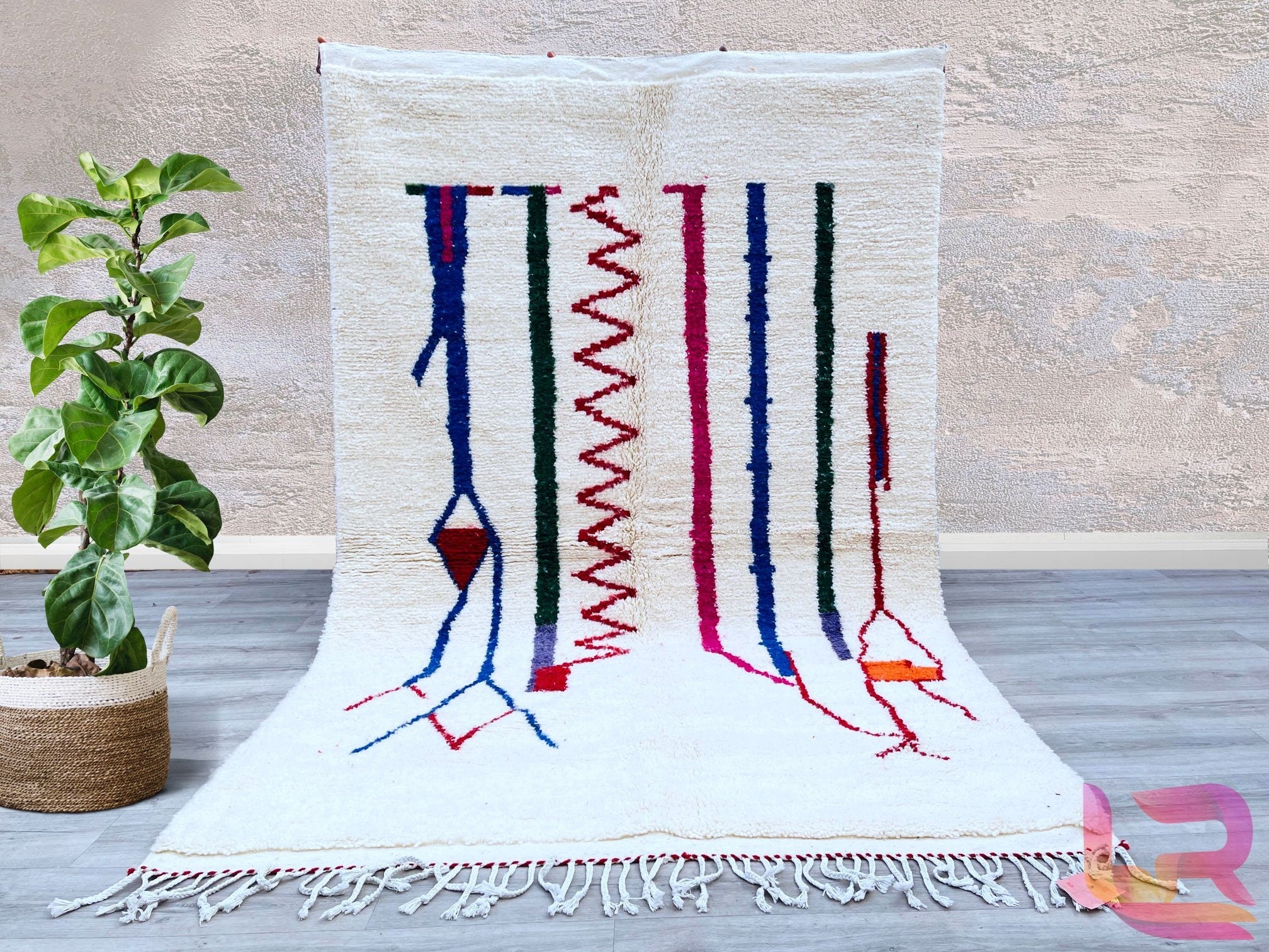 Elevate your home with a vintage Moroccan Berber rug, showcasing bold tribal motifs and a distressed, artistic finish. Hand-knotted from premium wool, these rugs offer durability and softness underfoot. Their eclectic patterns—ranging from diamond shapes to freeform symbols—add a bohemian flair to any room. Whether used as a focal point or layered with modern furniture, these rugs infuse character and global elegance. Perfect for eclectic, Scandinavian, or minimalist interiors, they blend tradition with con