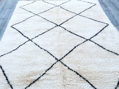 Diamonds Custom Minimalist Black and White Moroccan Rug – Handwoven Berber Style