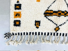 Moroccan Berber Rug - Cream Wool Beni Ourain Carpet - Handmade Minimalist Area Rug for Modern Homes