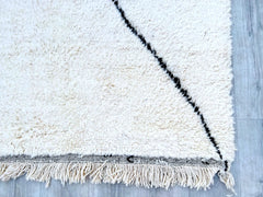 Custom Moroccan Boujaad Rug – White Black Handwoven Berber Carpet – Bohemian Rug for Bedroom or Living Room