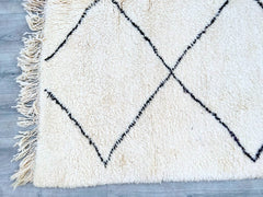 Diamonds Custom Minimalist Black and White Moroccan Rug – Handwoven Berber Style