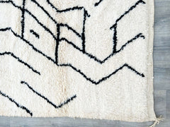 Black And Beige Beni Ourain Rug - Custom Moroccan Berber Carpet - Handmade Wool Area Rug - Genuine Wool Carpet