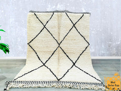 160 x 205 cm = 5.2 x 6.7 ft Cozy Moroccan Rug, Cream Moroccan Rug, Rugs for Living Room, Beni Ourain Rug, Berber Wool Rug, Cream Area Rug, Morrocan Rug, Teppich