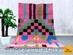 203 x 297 cm = 6.7 x 9.7 ft Colorful Moroccan rug hand knotted - Beni ourain rug - All wool berber rug - Custom rug - Handmade rug - Genuine lamb wool