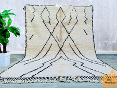 255 x 342 cm = 8.4 x 11.2 ft Tribal Zigzag WHITE BENIOURAIN RUG Boujaad Rug- Amazing Berber Rug- White Rug for Living Room- Custom Area Rug-Handmade Moroccan Rug
