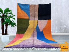 204 x 296 cm = 6.7 x 9.7 ft Colorful Beni Ourain Rug, Morrocan Rug, Rugs for Living Room, Moroccan Area Rug, Minimalist Moroccan Rug, Modern Shag Rug, Custom Wool Rug