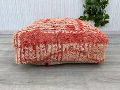 kilim pouf, orange ouf, boho pouf, berber pouf, moroccan pouf, handmade pouf, rug pouf