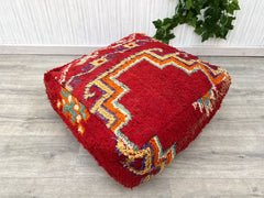 Green Beni Ourain Pouf-60x60x20 cm Bohemian Decoration-Moroccan Vintage Pouf-Berber Pouf-Ottmans Berber Pouf-Custom Moroccan Pouf