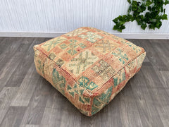 moroccan pouf, berber pouf, kilim pouf, boho pouf, 60x60x20 cm pouf