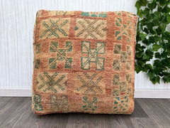 moroccan pouf, berber pouf, kilim pouf, boho pouf, 60x60x20 cm pouf