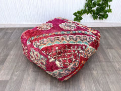 moroccan pouf, boho pouf, berber pouf, kilim pouf, 60x60x20 cm pouf