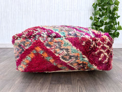 moroccan pouf, boho pouf, berber pouf, kilim pouf, 60x60x20 cm pouf