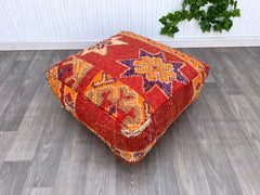 moroccan pouf, fluffy pouf, berber pouf, 60x60x20 cm pouf