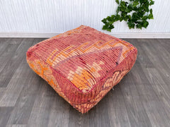 moroccan pouf, kilim pouf, berber pouf, wool pouf, handmade pouf, 60x60x20 CM pouf