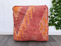 moroccan pouf, kilim pouf, berber pouf, wool pouf, handmade pouf, 60x60x20 CM pouf