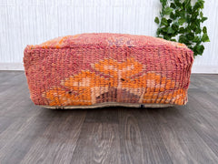 moroccan pouf, kilim pouf, berber pouf, wool pouf, handmade pouf, 60x60x20 CM pouf