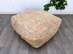 moroccan pouf, kilim pouf, ottoman pouf, 60x60x20 cm pouf