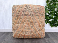 moroccan pouf, kilim pouf, ottoman pouf, 60x60x20 cm pouf