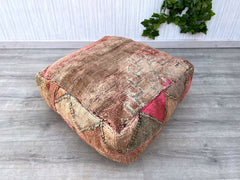 moroccan wool pouf , berber pouf, kilim pouf, boho pouf, 60 cm x 60 cm x 20 cm pouf