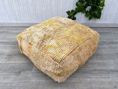 Wool Pouf, Moroccan Pouf, Floor Pillow, Handmade Pouf, Square Pouf, Bohemian Pouf