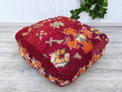 Moroccan Pouf , Berber cushion Moroccan Kilim Pouf, Floor Pouf, Vintage Moroccan Ottoman, Beni Ourain Square Pouf, Yoga Meditation