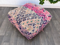 moroccan wool pouf, berber pouf, kilim pouf, 60x60x20 cm pouf