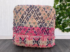 moroccan wool pouf, berber pouf, kilim pouf, 60x60x20 cm pouf